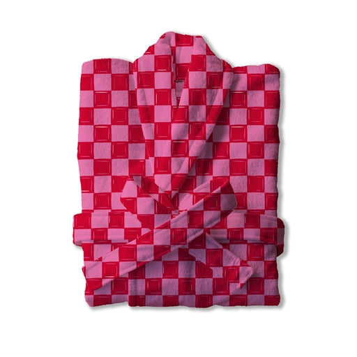 Southern Couture Super Soft Bath Robe - Pink & Red Checks