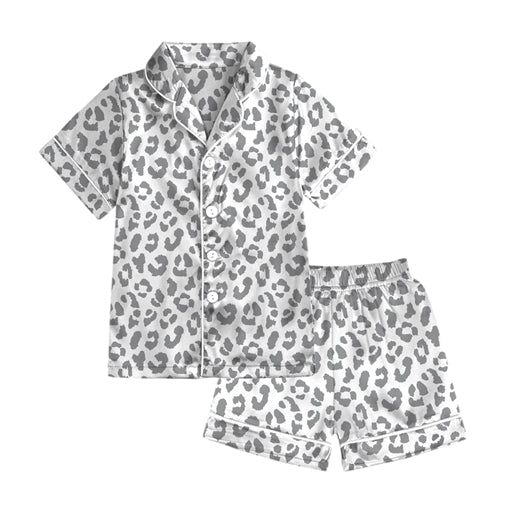Southern Couture Lounge Short Set - Grey Leopard